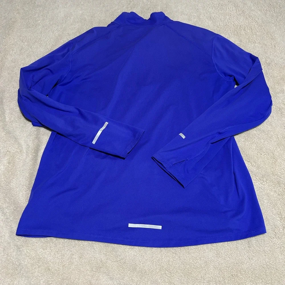 Nike Running Pullover Mens XL Blue Dri-FIT Quarter Zip Reflective Thumb holes